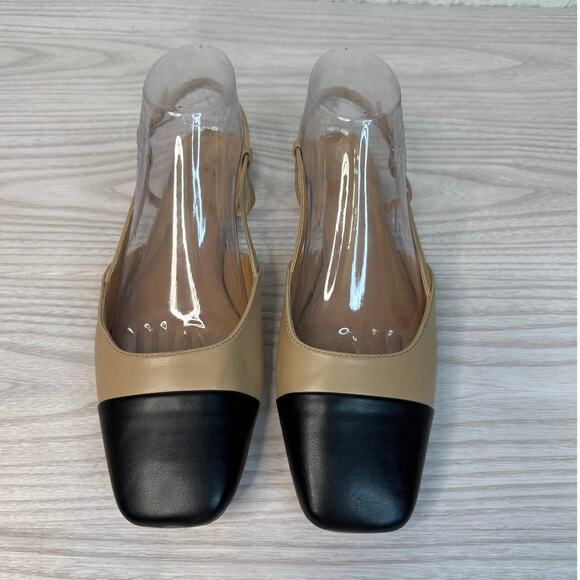 JustFab Carmina Slingback Flat Shoes 8.5 Nude Black Adjustable Buckle Colorblack - Picture 5 of 12